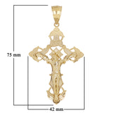 14k Yellow Gold INRI Christ Passion Cross Crucifix Pendant 3" 11 grams