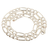 Men's 14k White Gold Solid Figaro Chain Necklace 20" 9.7mm 58 grams - White,20"