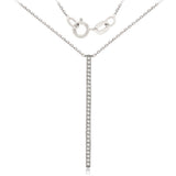 14k White Gold 1/4 ctw Diamond-Accented Vertical Bar Pendant Necklace 18" - White