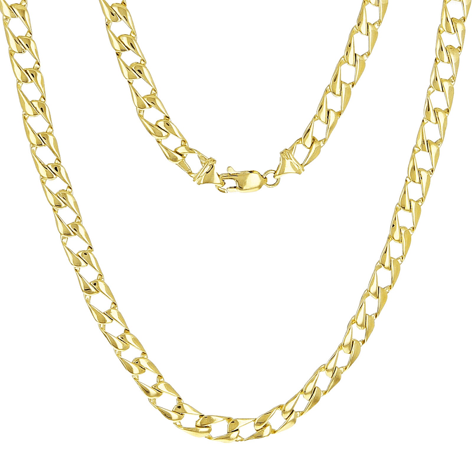 10k Yellow Gold Solid Flat Cuban Link Chain Necklace 24" 6.3mm 33 grams - Yellow,24"