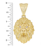 14k Yellow Gold Solid 3D Lion Head Charm Pendant with Diamond Eyes 2.2" 25 grams - Large 25 grams
