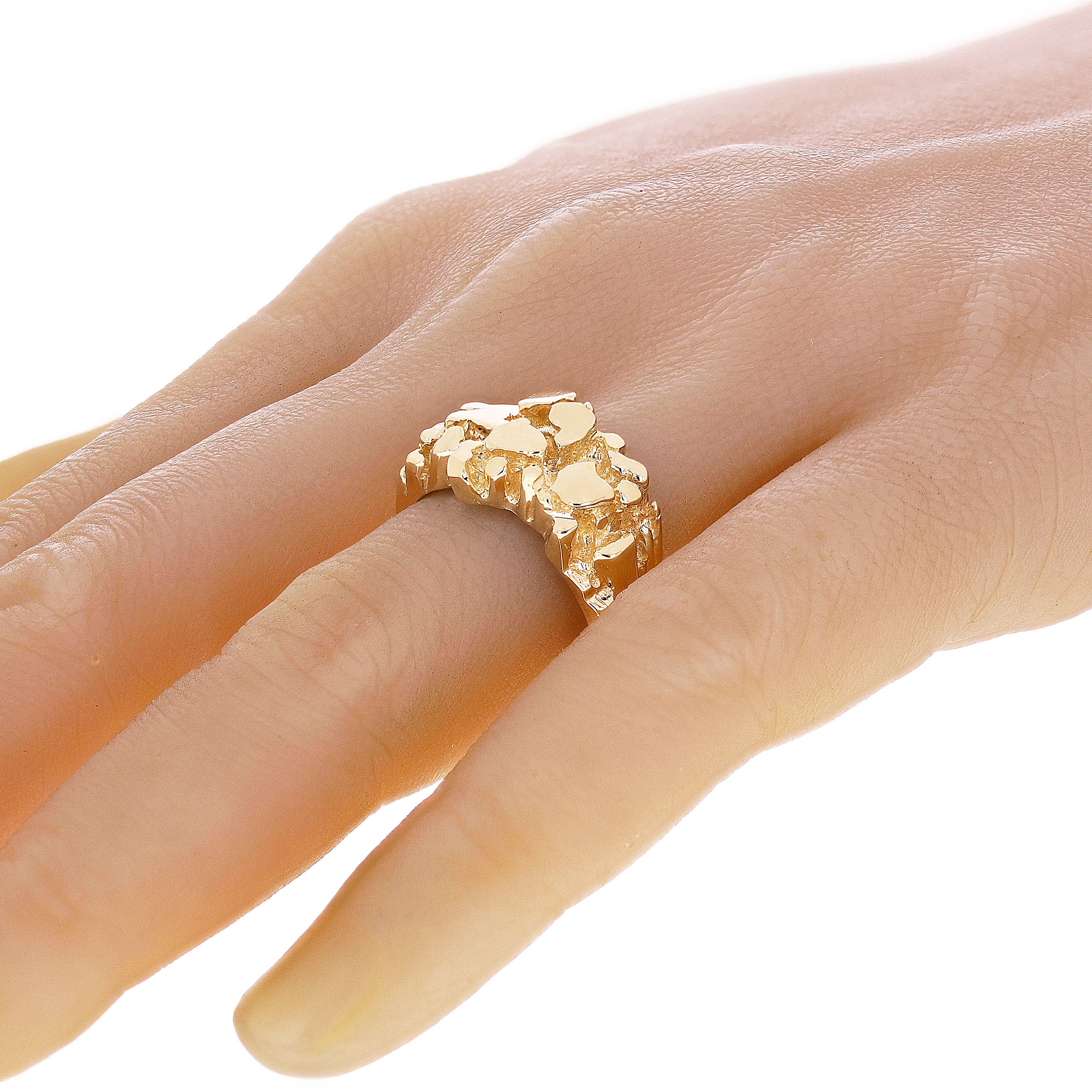 14k Yellow Gold Solid Heavy Nugget Ring 12.5mm Sizes 7-12 - Ring Size 7