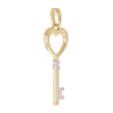 Italian 14k Yellow & White Gold Key Charm Pendant 1.3" 1 grams