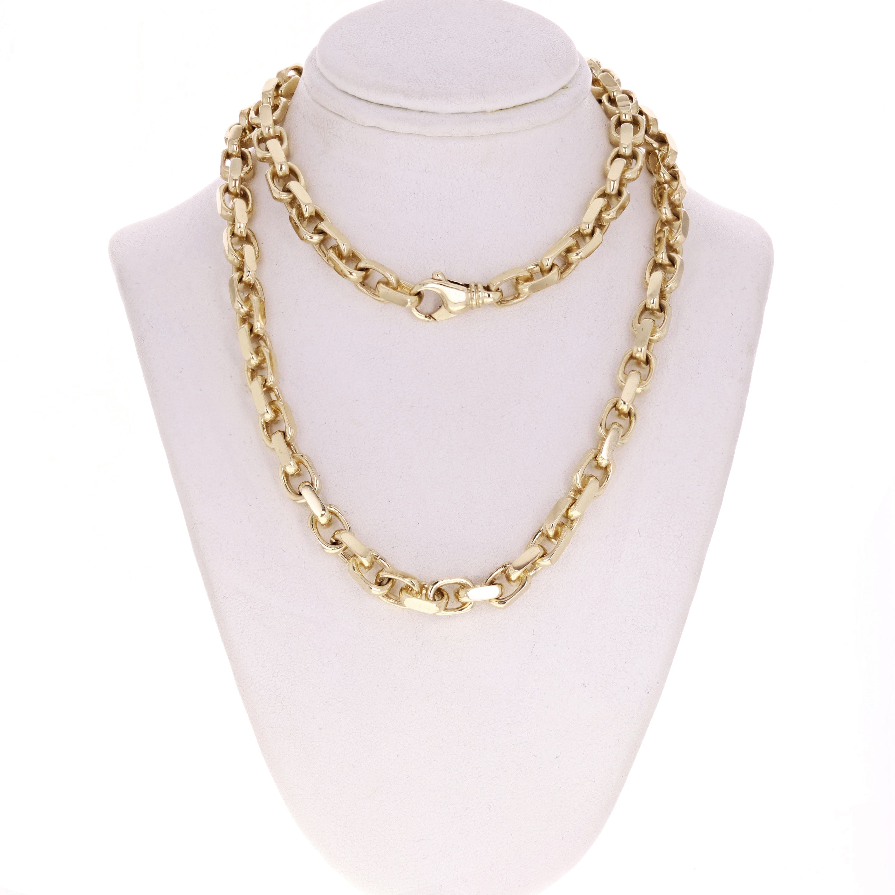 14k Yellow Gold Handmade Fashion Link Chain Necklace 20" 7mm 85 grams - 20"