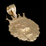 14k Yellow Gold Solid Diamond Cut Head Face Lion King Pendant 1.7" 5 grams - Medium