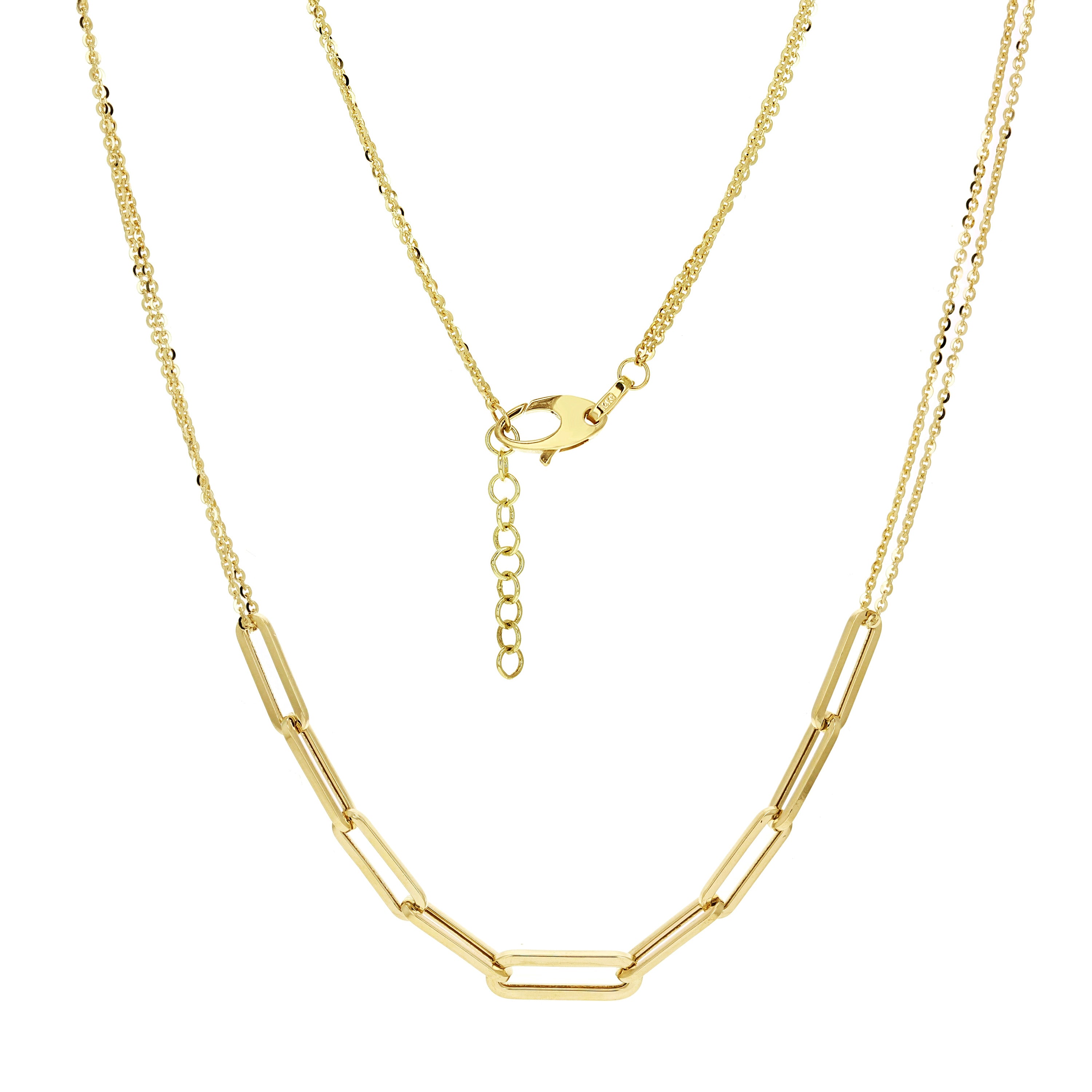 Italian 14k Yellow Gold Paper Clip Link Anchor Chain Necklace 18" 5.7 grams