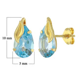 10k Yellow Gold Pear Blue Topaz Stud Earrings