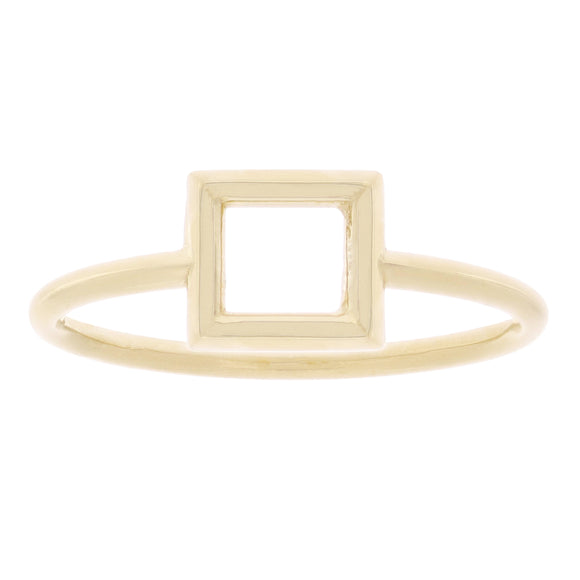 14k Yellow Gold Bright Polished Open Polygon Square Slim Stackable Ring Size 7 - Yellow