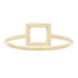 14k Yellow Gold Bright Polished Open Polygon Square Slim Stackable Ring Size 7 - Yellow