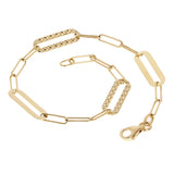 Italian 14k Yellow Gold High Polished & Diamond Cut Paperclip Link Bracelet 7"