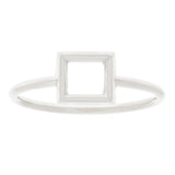 14k White Gold Bright Polished Open Polygon Square Slim Stackable Ring Size 7 - White