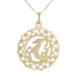 14k Yellow or White Gold CAPRICORN Zodiac Sign Charm Pendant Necklace 18" - Capricorn,Yellow