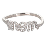 14k White Gold Diamond Mom Ring Size 7 - White