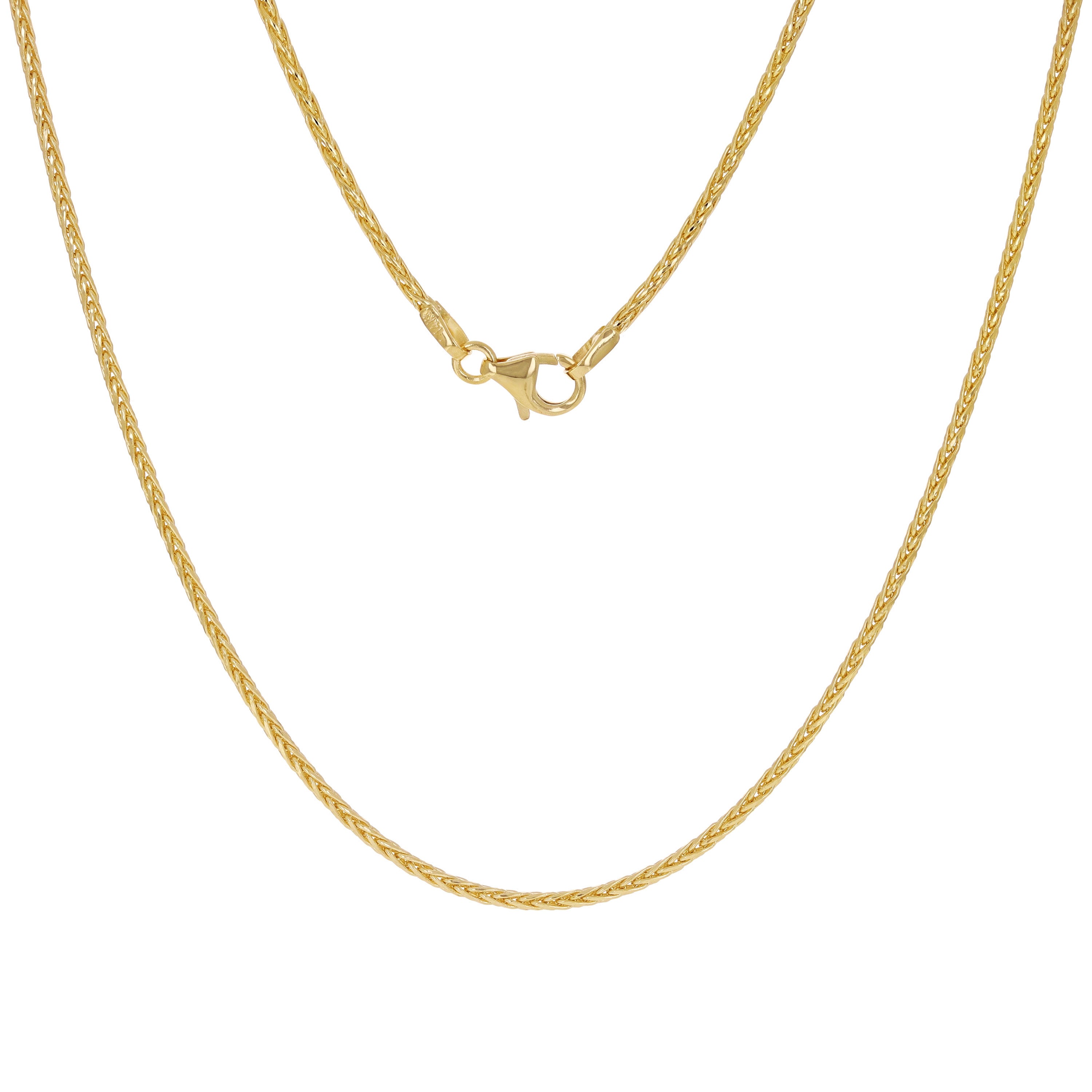 Italian 14k Yellow Gold Spiga Chain Necklace 1.5mm 16" 5.1grams - Yellow,1.5mm 16" 5.1 grams