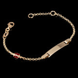 Italian 14k Yellow Gold Engravable Lady Bug Charm Baby Kids ID Bracelet 5.5" 2g