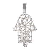 14k White Gold Hand of Fatima Hamsa Charm Pendant 0.8gram - White