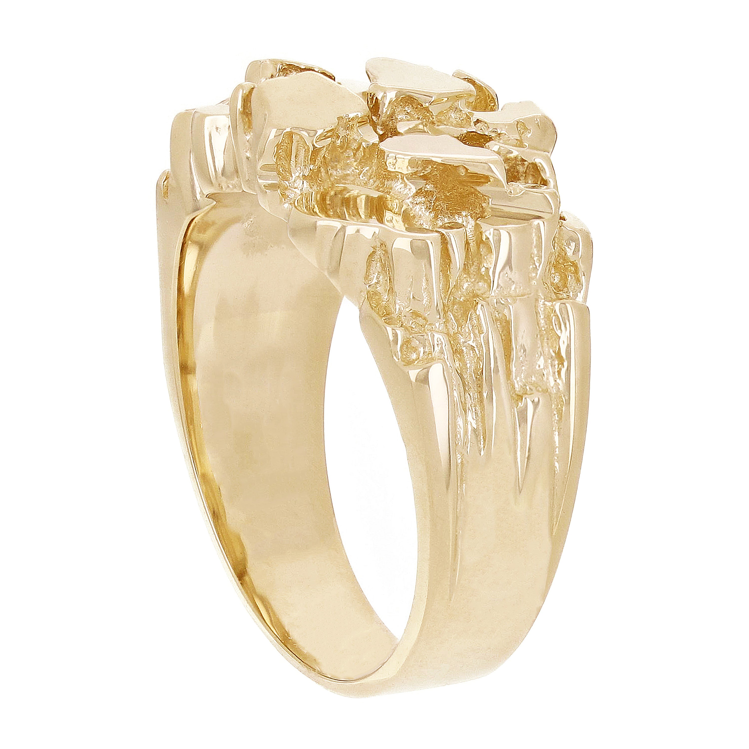 14k Yellow Gold Solid Heavy Nugget Ring 12.5mm Sizes 7-12 - Ring Size 7