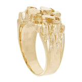 14k Yellow Gold Solid Heavy Nugget Ring 12.5mm Sizes 7-12 - Ring Size 7