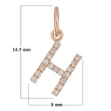 14k Rose Gold Diamond Initial Letter H Charm Pendant - Letter H,Rose