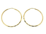 14k Yellow Gold Diamond Cut Round Endless Hoop Earrings 1.3" 1.6mm 2.5 grams