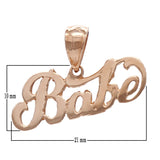 14k Rose Gold Solid Babe Pendant Word Charm 1 gram - Rose