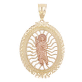 14k Yellow & Rose Gold Oval St. Jude Thaddeus Charm Pendant 2.3" 10 grams