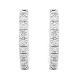 14k White Gold 1/4 ctw Diamond Hoop Earrings