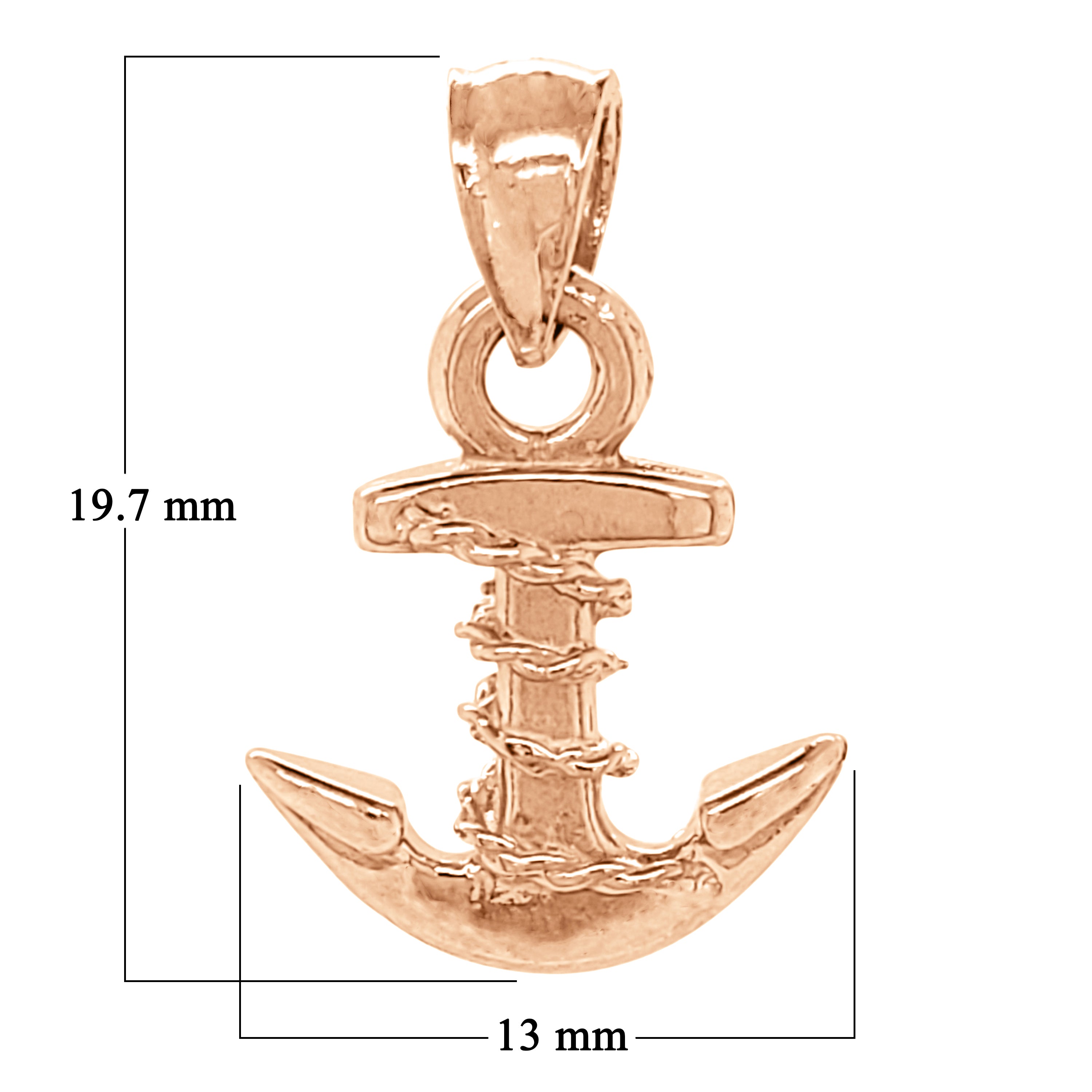 14k Rose Gold Mariners Anchor Charm Pendant 1.9 grams - Rose