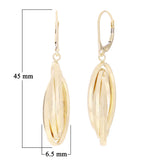 Italian 14k Yellow Gold Polished Triple Entwined Oval Hollow Dangle Earrings1.8"