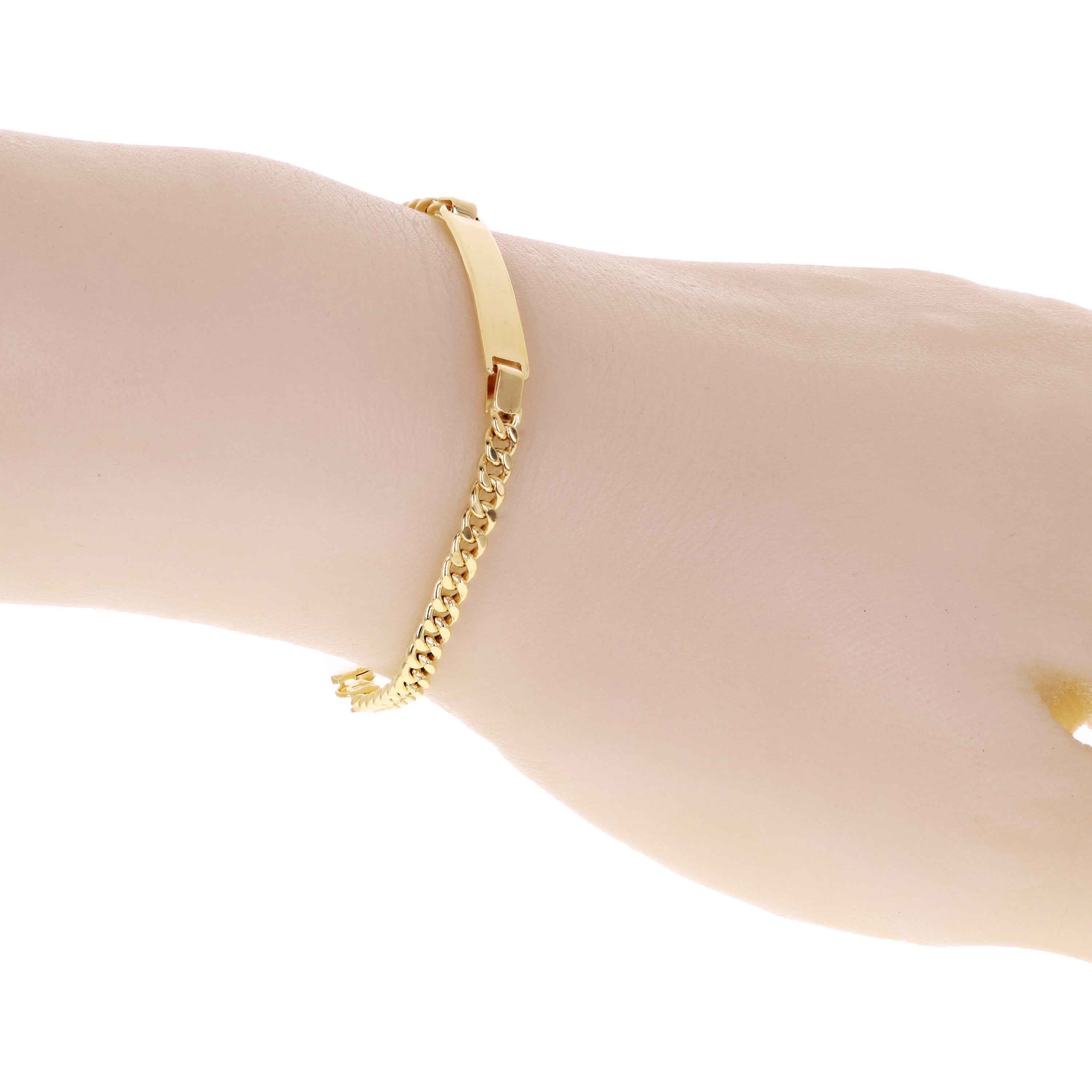Italian 14k Yellow Gold Cuban ID Kids Bracelet Engravable 5.75" 6mm 3.5 grams