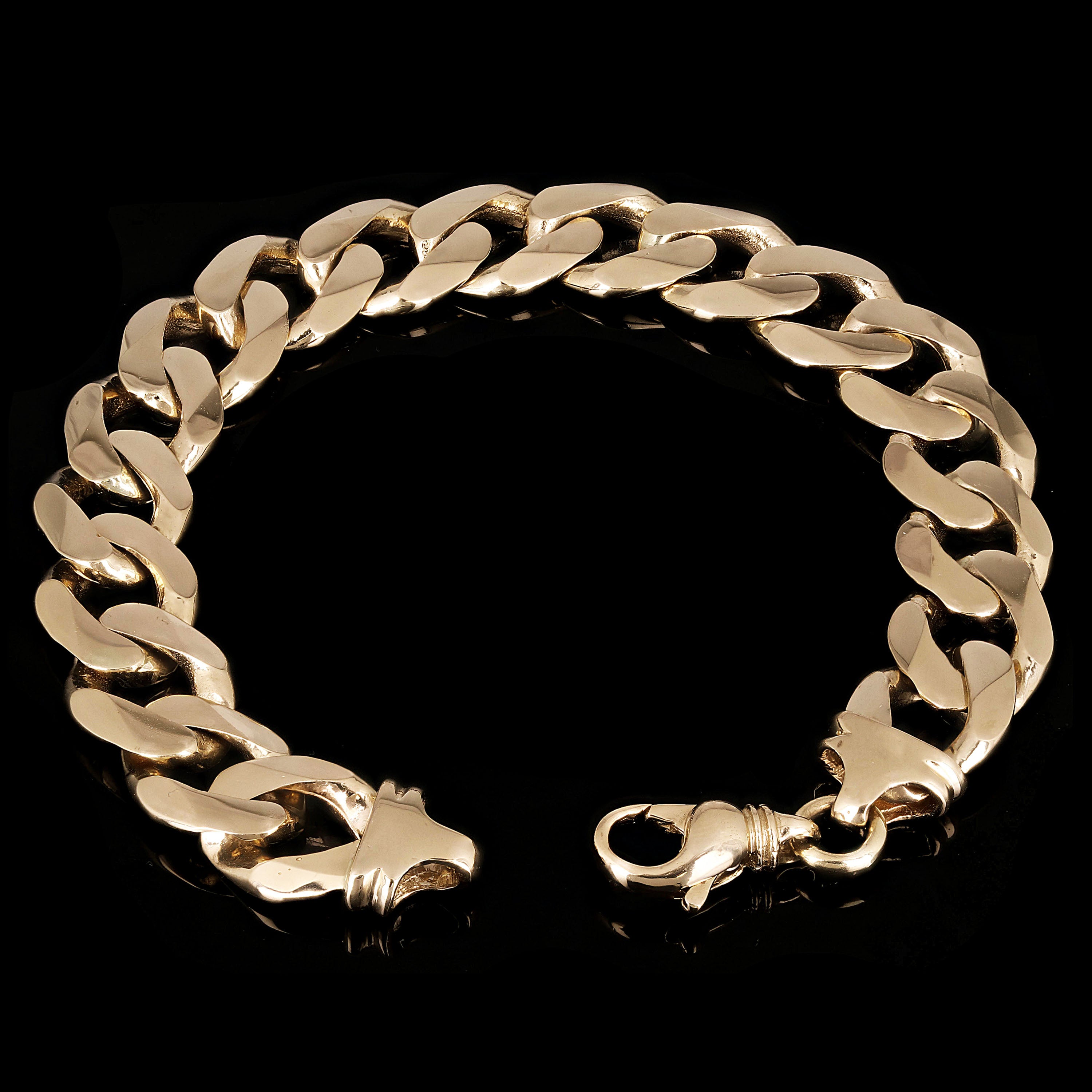 10k Yellow Gold Solid Heavy Cuban Link Chain Bracelet 7.5" 12.5mm 60 grams - 7.5"