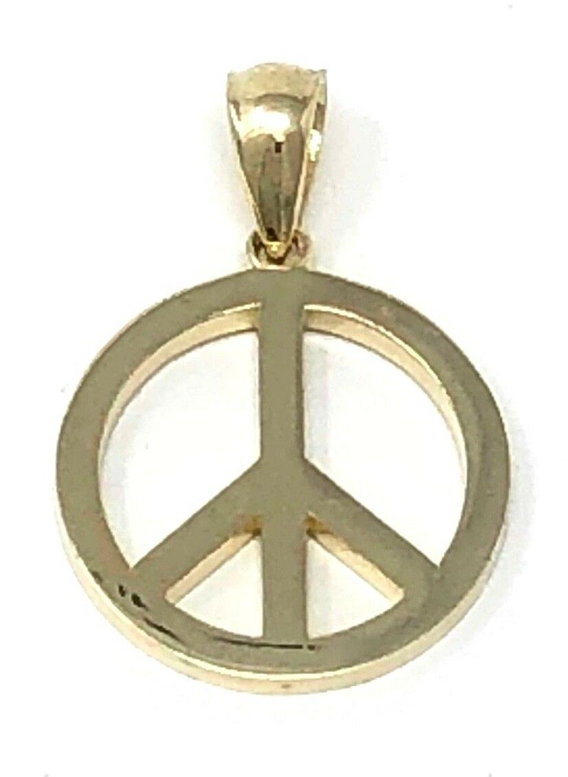 14k Yellow Gold Peace Sign 22mm x 15.2mm Pendant - Yellow
