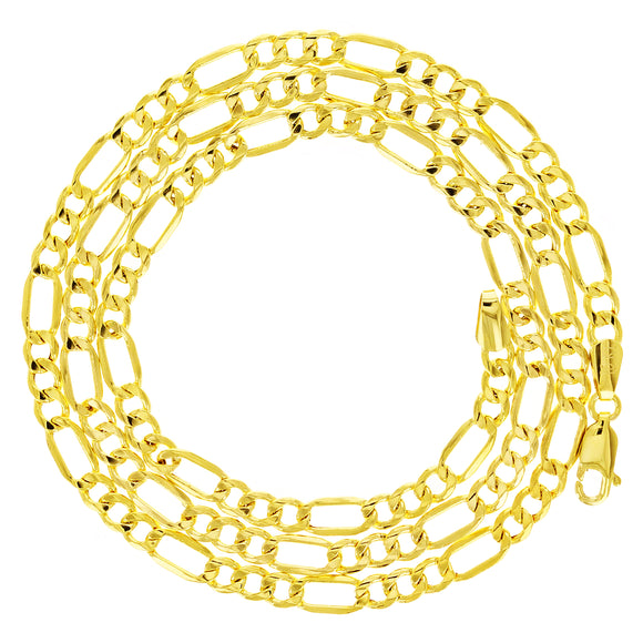 Italian 10k Yellow Gold Hollow Figaro Chain Necklace 20