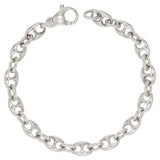 10k White Gold Solid Gucci Mariner Link Chain Bracelet 7" 7.5mm 20 grams - White,7"