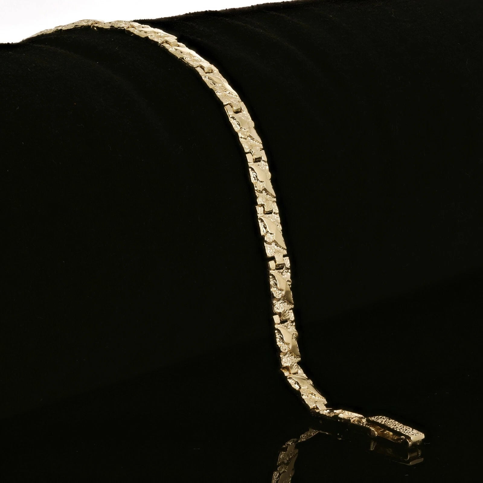 Men's 14k Yellow Gold Solid Chunky Nugget Bracelet 7"- 8.75" 4.75mm