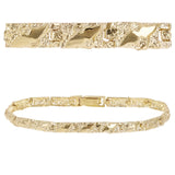 Men's 14k Yellow Gold Solid Chunky Nugget Bracelet 7"- 8.75" 4.75mm