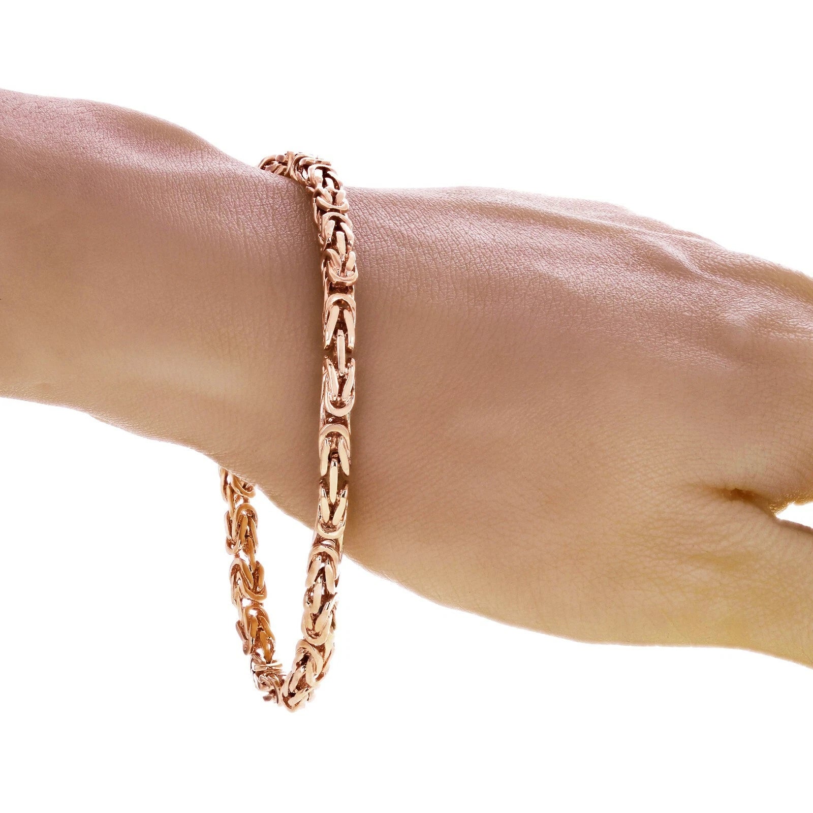 14k Rose Gold Solid Square Byzantine Bracelet Link Chain 7" - 9" 4.7mm
