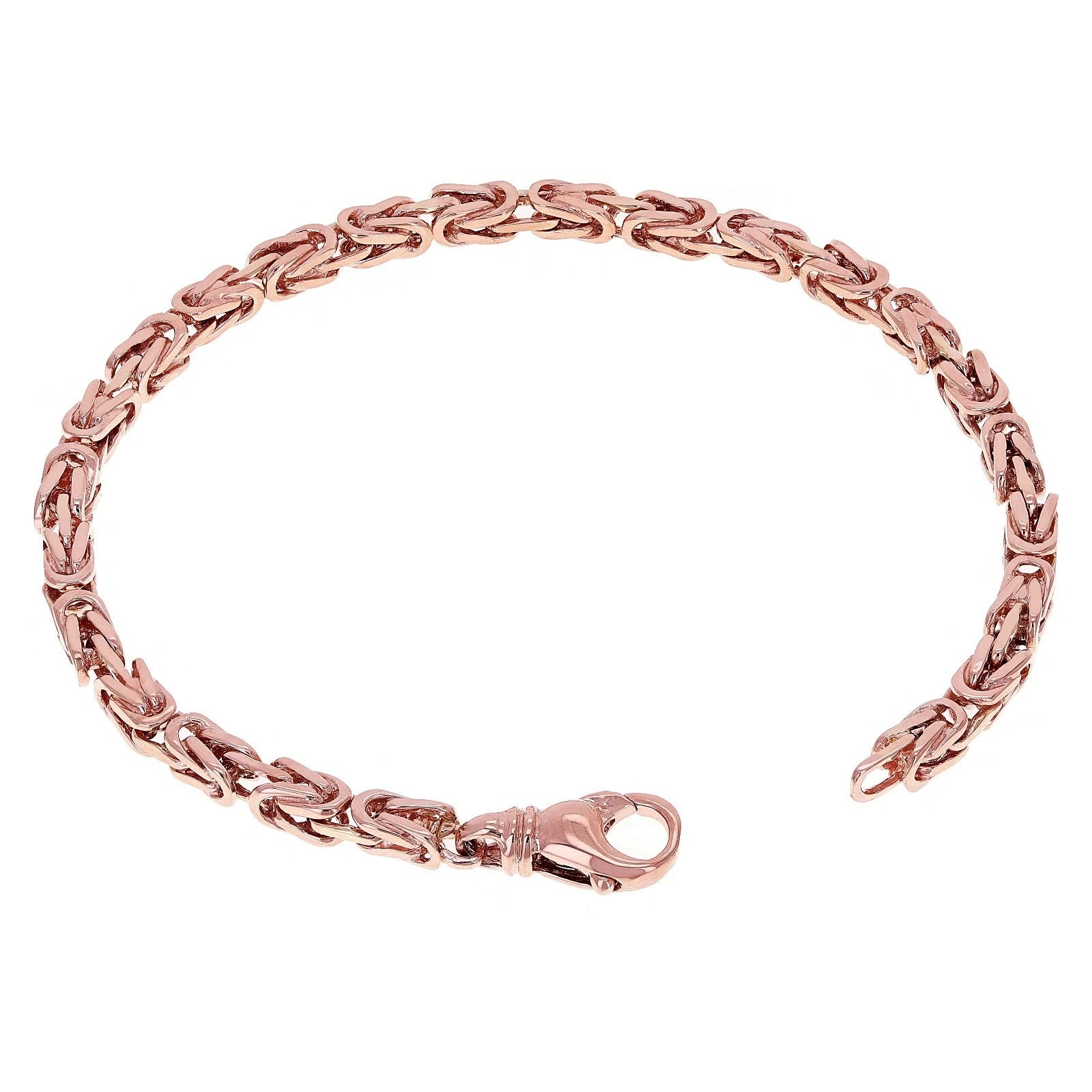 14k Rose Gold Solid Square Byzantine Bracelet Link Chain 7" - 9" 4.7mm