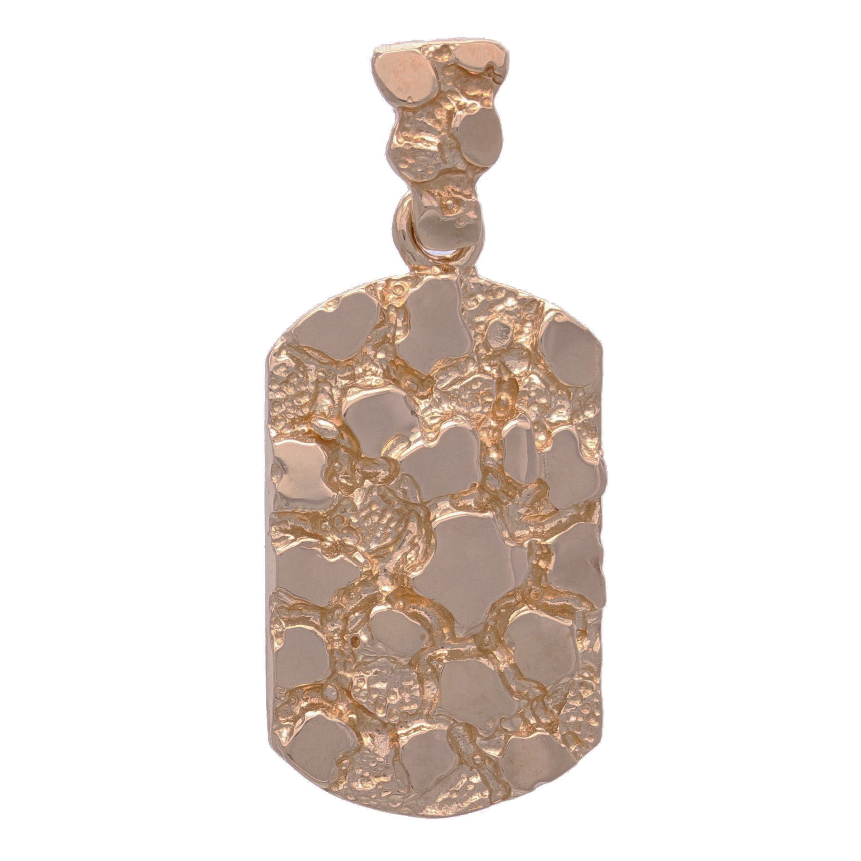 14k Rose Gold Solid Rectangle Nugget Charm Pendant 1.35" 6.4 grams - Rose