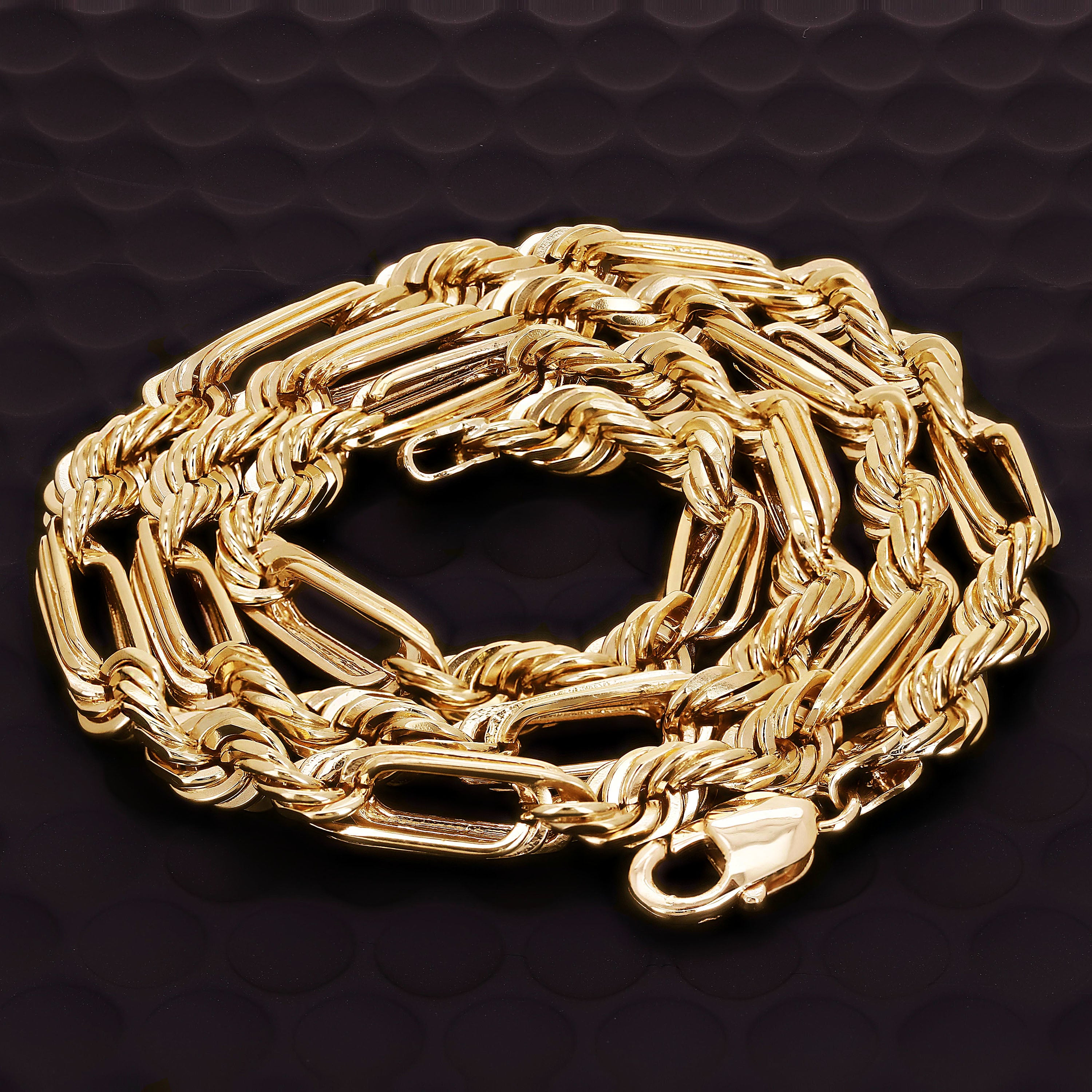 14k Yellow Gold Solid Milano Figaro Rope Chain Necklace 24" 8mm 116.6 grams - 24" 116.6 grams
