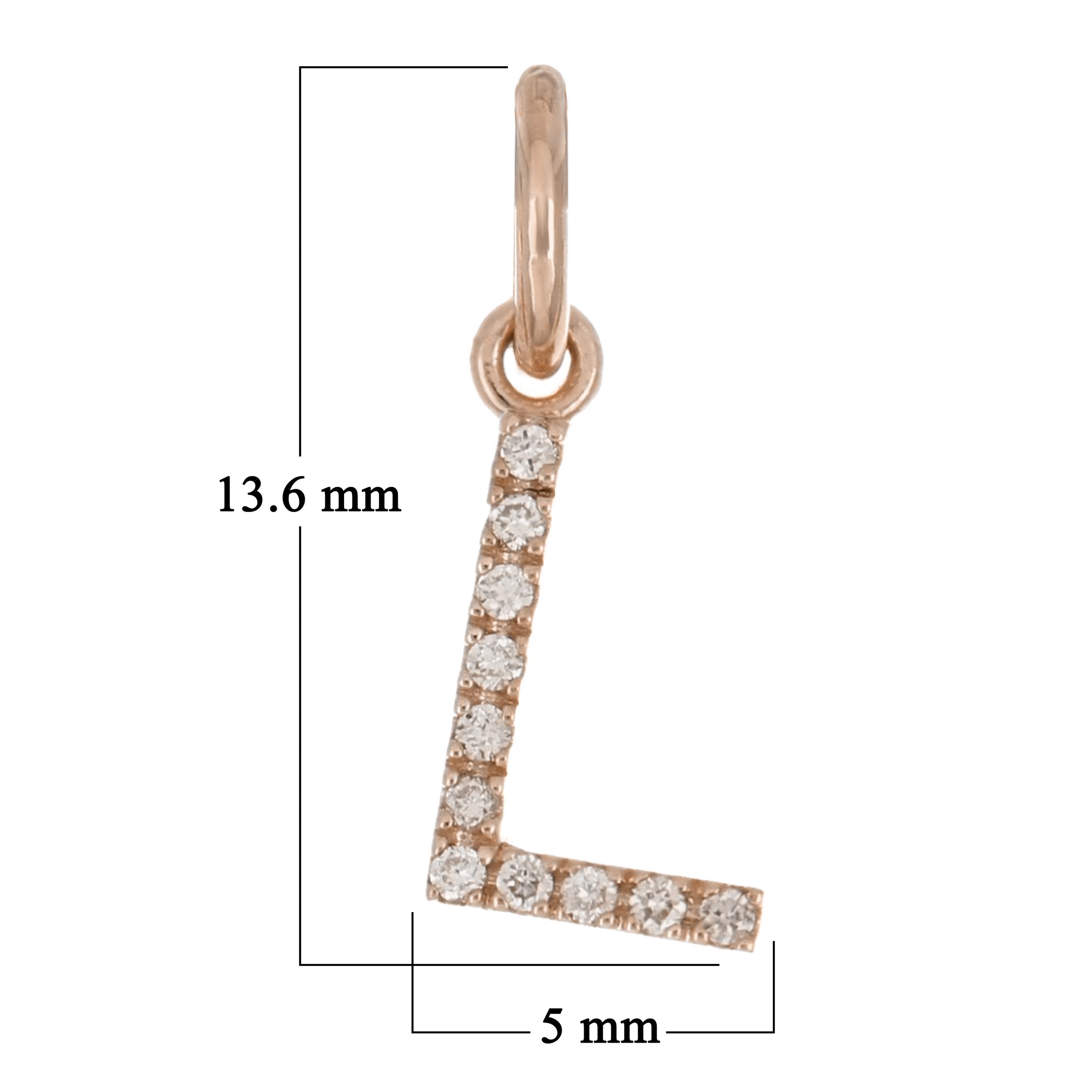 14k Rose Gold Diamond Initial Letter L Charm Pendant - Letter L,Rose