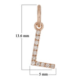 14k Rose Gold Diamond Initial Letter L Charm Pendant - Letter L,Rose
