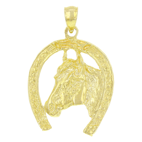14k Yellow Gold Horse Shoe Horse Charm Pendant 4.6 grams - Yellow
