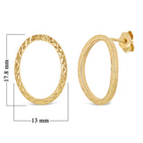 Italian 14k Yellow Gold Diamond-Cut Eternity Circle Hoop Drop Stud Earrings - Diamond Cut Yellow