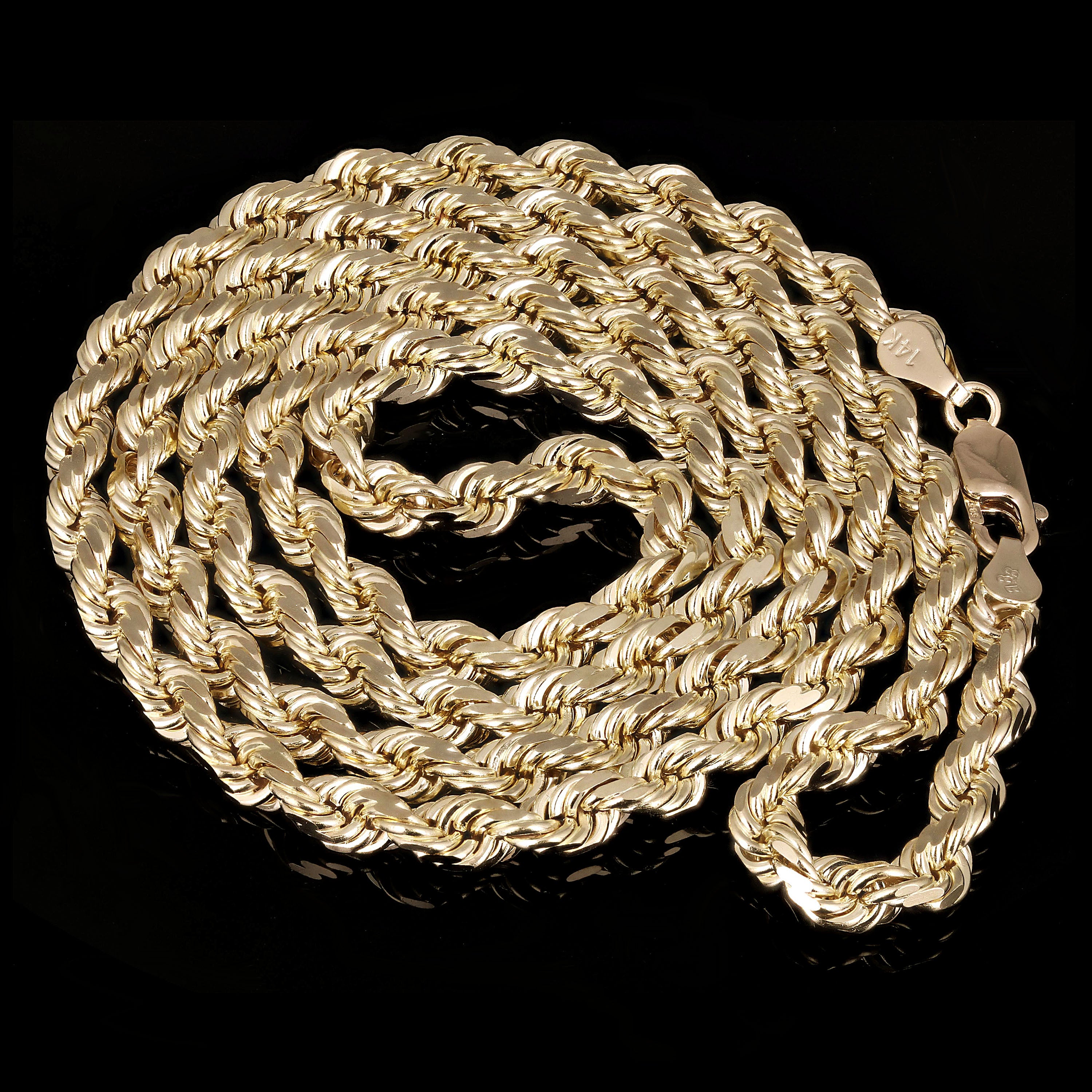 14k Yellow Gold Solid Diamond Cut Rope Chain Necklace 20" 5mm 34.5 grams - 20"