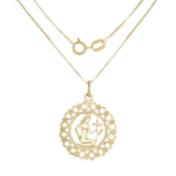 14k Yellow Gold Zodiac Sign Virgo Pendant Necklace 18" - Virgo,Yellow