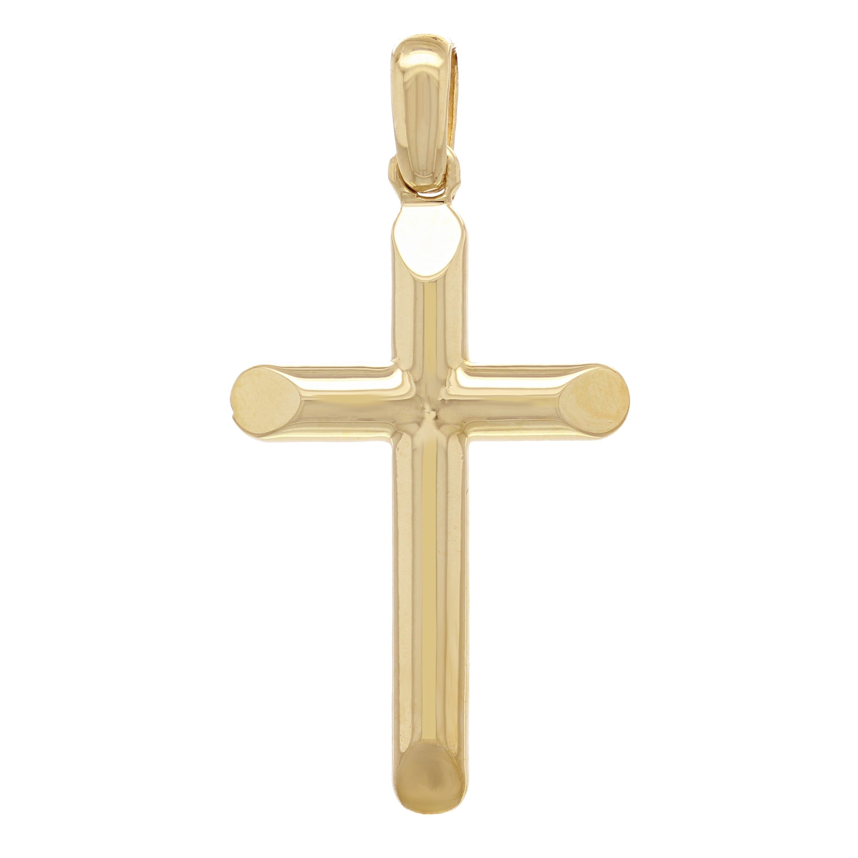 14k Yellow Gold Solid High Polish Cross Religious Charm Pendant 1.8" 7.7 grams - Yellow