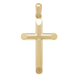 14k Yellow Gold Solid High Polish Cross Religious Charm Pendant 1.8" 7.7 grams - Yellow