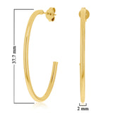 Italian 14k Yellow Gold Hollow High Polished J-Hoop Earrings 1.5" 2mm 1.8 grams