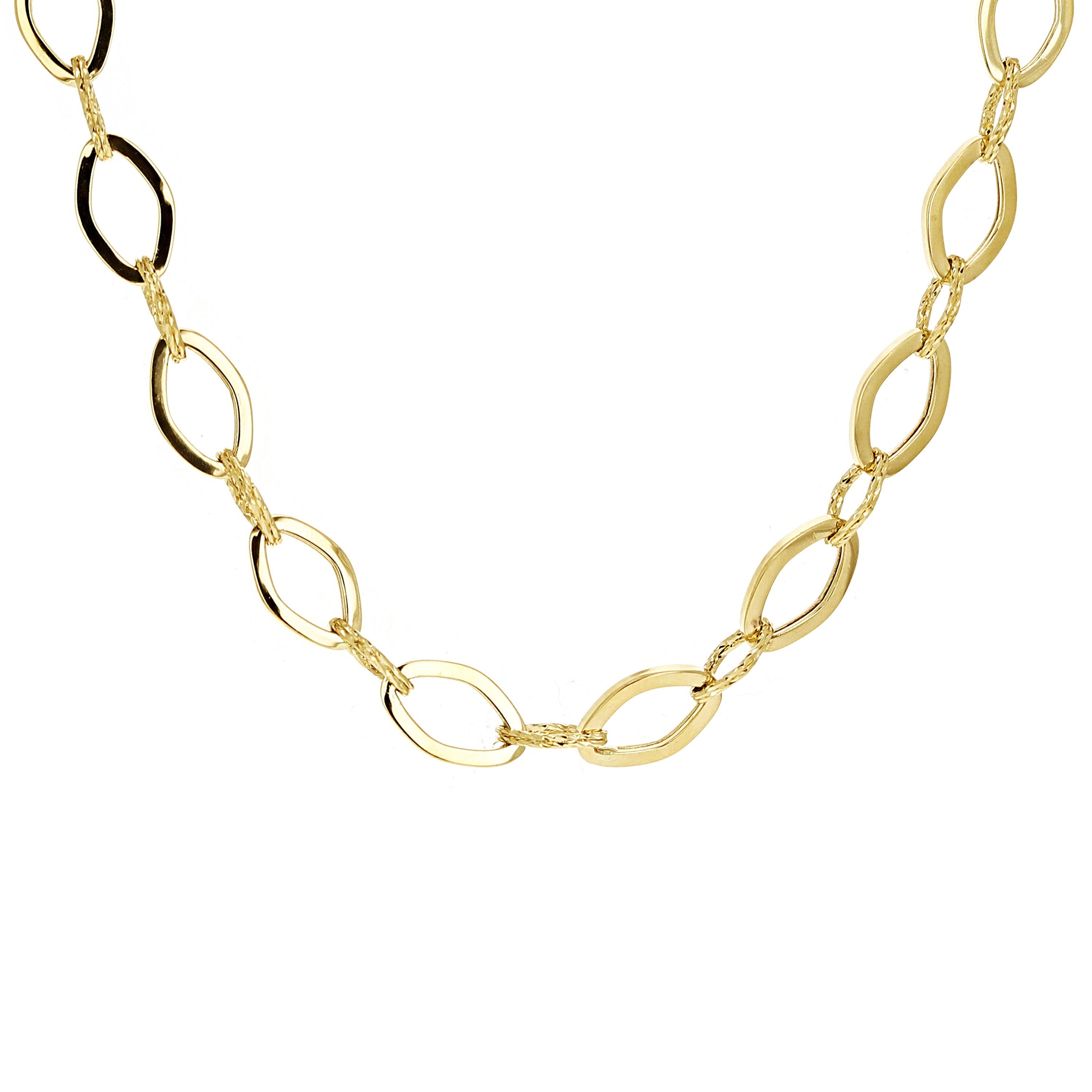 Italian 14k Yellow Gold Diamond Shape Link Chain Necklace 18" 7.7mm 10.7 grams - 18" 10.7 grams